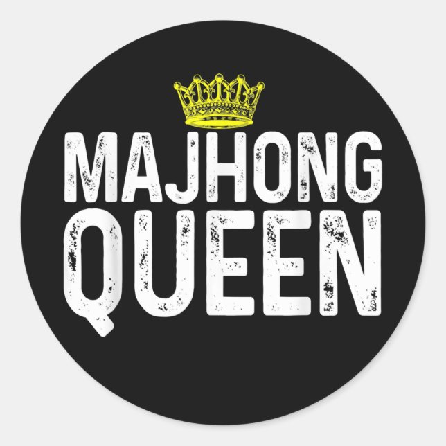 Mahjong Queen Gift For Mom Mother Tile Game Lover Runder Aufkleber (Vorderseite)