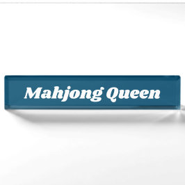 Mahjong Queen in Aquamarin Blue Namensplakette