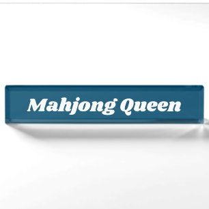 Mahjong Queen in Aquamarin Blue Namensplakette