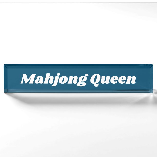 Mahjong Queen in Aquamarin Blue Namensplakette (Vorderseite)