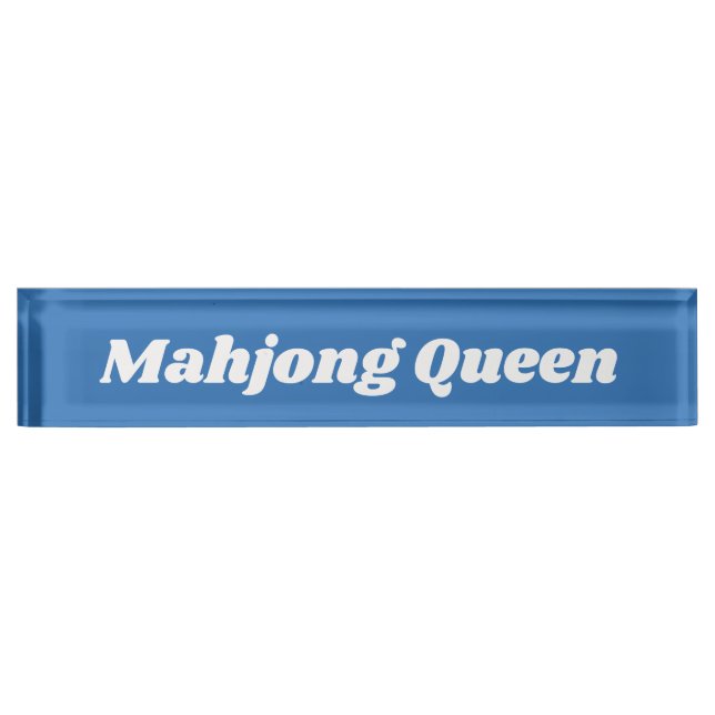 Mahjong Queen in Bright Blue Namensplakette (Vorderseite)