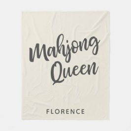 Mahjong Queen Personalisiert Cream und Grau Fleecedecke