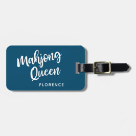 Mahjong Queen Personalisiert Name | Aquamarines Bl Gepäckanhänger