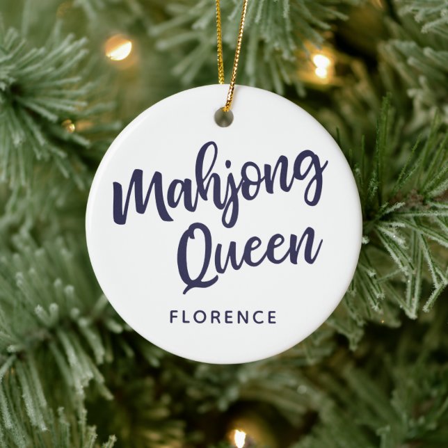 Mahjong Queen Personalized Keramik Ornament (Baum)