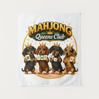 Mahjong Queens Club Niedliche Dachshunde Wandteppich