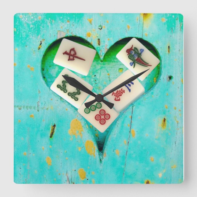 Mahjong remplit mon coeur horloge rustique (Recto)