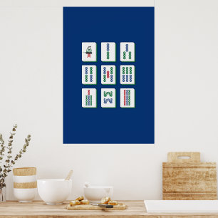 Mahjong-Schilfrohr-Kacheln Kunst Druck Poster
