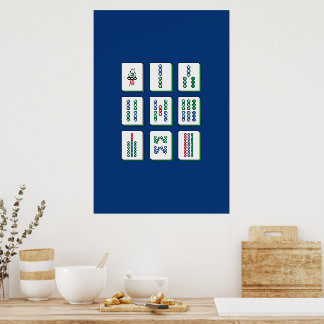 Mahjong-Schilfrohr-Kacheln Kunst Druck Poster