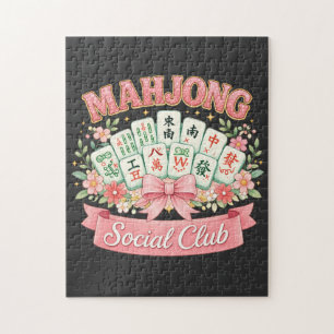 Mahjong-Social-Club Rosa Blumen-Schleife