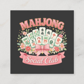 Mahjong-Social-Club Rosa Blumen-Schleife Begleitkarte