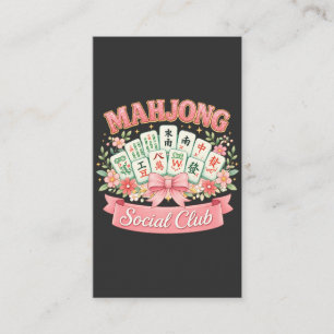 Mahjong-Social-Club Rosa Blumen-Schleife Begleitkarte