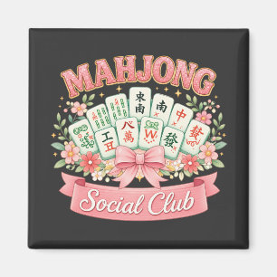 Mahjong-Social-Club Rosa Blumen-Schleife Magnet