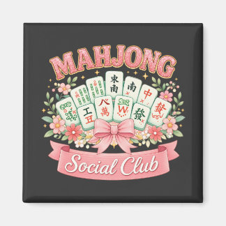 Mahjong-Social-Club Rosa Blumen-Schleife Magnet