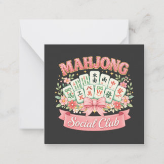 Mahjong-Social-Club Rosa Blumen-Schleife Mitteilungskarte