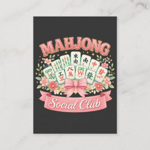 Mahjong-Social-Club Rosa Blumen-Schleife Visitenkarte