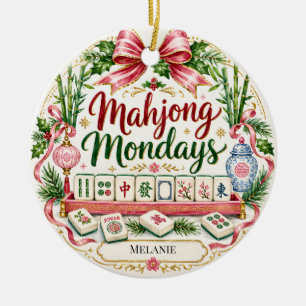 Mahjong-Spieler-Ornament Personalisiertes Geschenk Keramik Ornament