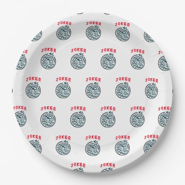 MahJong-Spielsymbol Joker-Kachel Pappteller (Vorderseite)