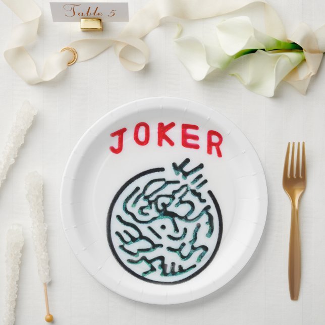 MahJong-Spielsymbol Joker-Kachel Pappteller (Hochzeit)