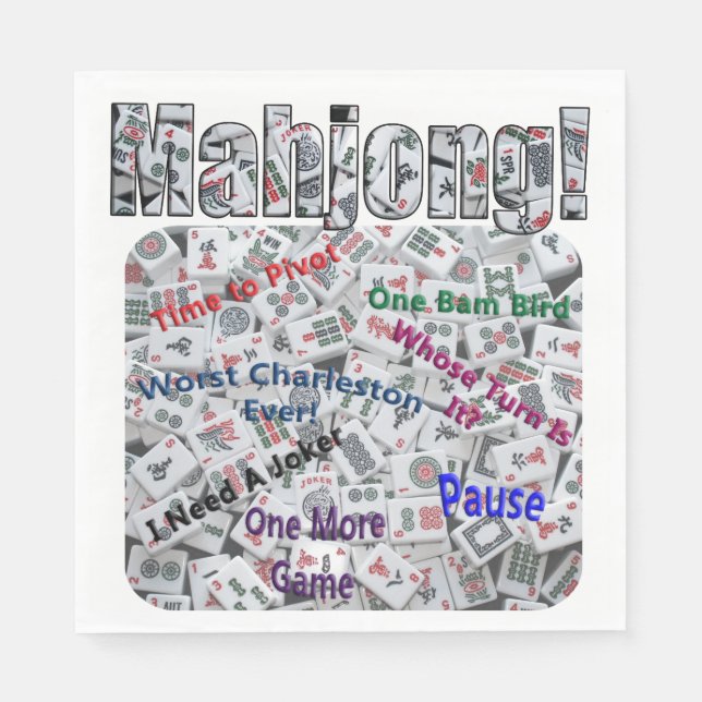 Mahjong-Sprüche-Essensnapkin Serviette (Vorderseite)