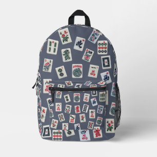 Mahjong Symbole auf dunkelblau Bedruckter Rucksack