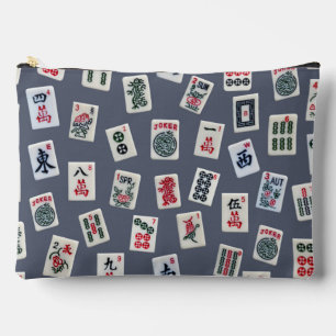 Mahjong Symbole auf dunkelblau Zubehörtasche