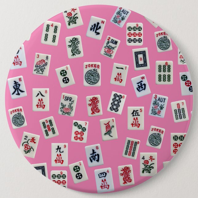 MahJong-Symbole auf Rosa Button (Vorderseite)