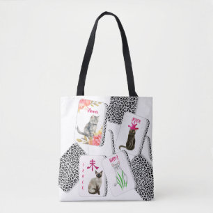 Mahjong-Tasche mit Katzen-Kacheln Tasche