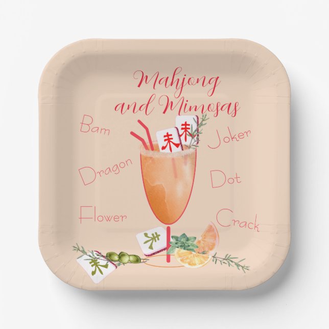 Mahjong Tiles and Mixed Cocktail Pappteller (Vorderseite)