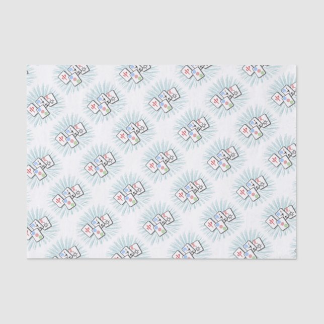 Mahjong Tiles Blue Seidenpapier (Vorderseite)