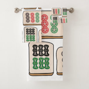Mahjong Tiles Luck Strategy Player Fans Badhandtuch Set
