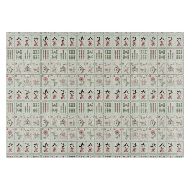 Mahjong Tiles Tempered Glas Schneidebrett (Vorderseite)