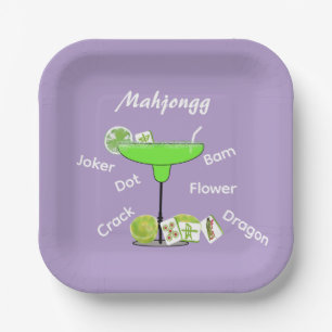 Mahjong Tiles und Margarita Lila Paper Plate Pappteller