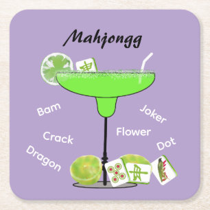 Mahjong Tiles und Margarita Paper Untersetzer