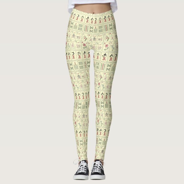 Mahjong Tiles Yoga Laufende Leggings (Vorderseite)