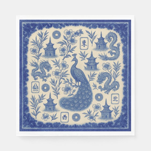 Mahjong Toile Napkins or Guest Towels Serviette (Vorderseite)