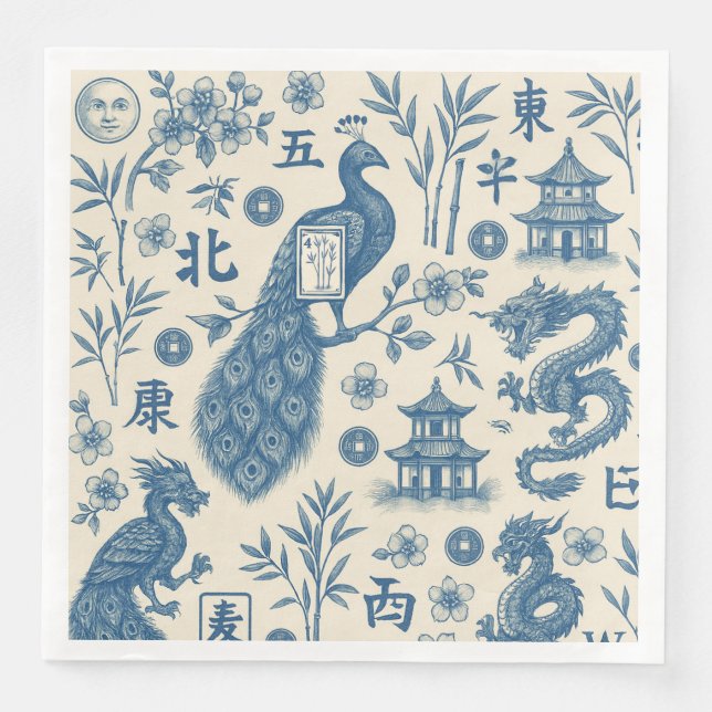 Mahjong Toile Party Servietten (Vorderseite)