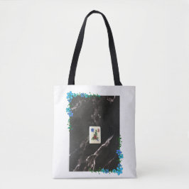 Mahjong Tote Bag mit blauem Blumenakzent Tasche
