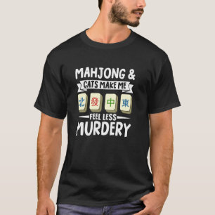Mahjong und Katzen Mahjong-Spieler Lustiger Mahjon T-Shirt