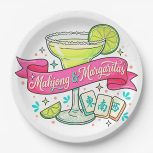 Mahjong und Margaritas Spielnacht-Cocktail Pappteller