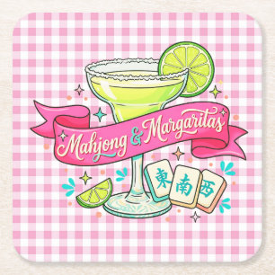 Mahjong und Margaritas Spielnacht Cocktail Rechteckiger Pappuntersetzer