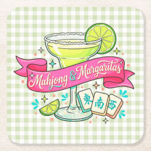 Mahjong und Margaritas Spielnacht Cocktail Rechteckiger Pappuntersetzer