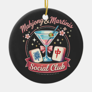 Mahjong und Martinis Sozialclub Keramik Ornament
