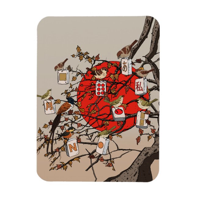 Mahjong Vögel Spiel Magnet (Vertikal)