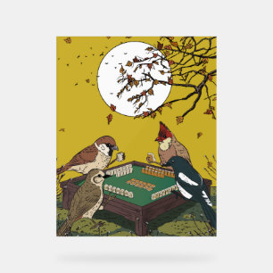 Mahjong Vögel spielen Spiel  Acrylschild