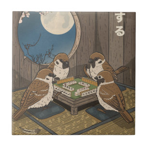 Mahjong Vögel spielen Spiel  Fliese