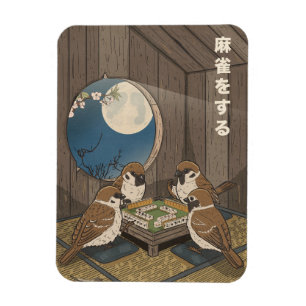 Mahjong Vögel spielen Spiel  Magnet