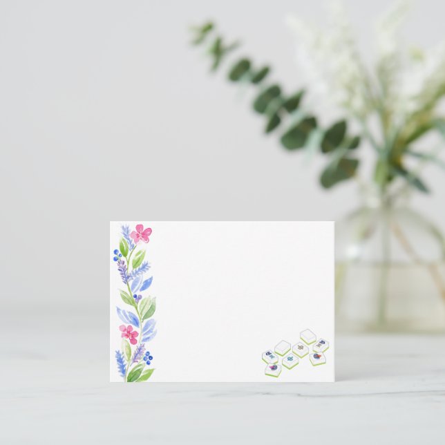 Mahjong Watercolor Blume Platzkarte (Stehend Vorderseite)