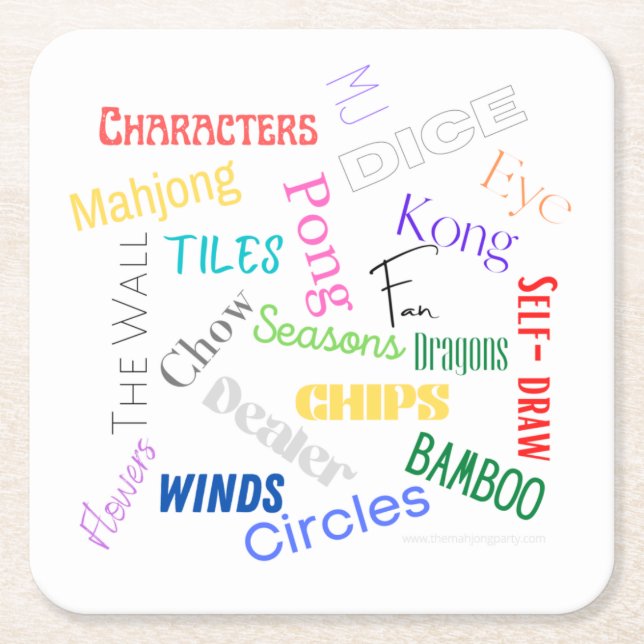 Mahjong Words Paper Untersetzer (Vorderseite)