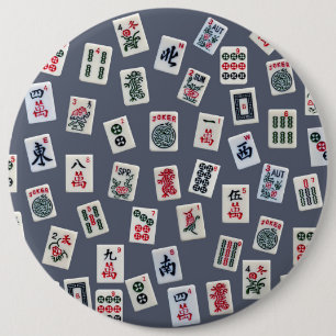MahJongg Fliesen-Design auf dunkelblau Button