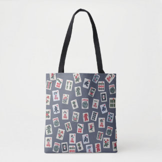 MahJongg Fliesen-Design auf dunkelblau Tasche